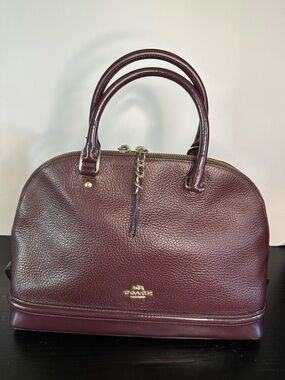 Coach Sierra Pebbled Leather Dome Satchel in Burgundy